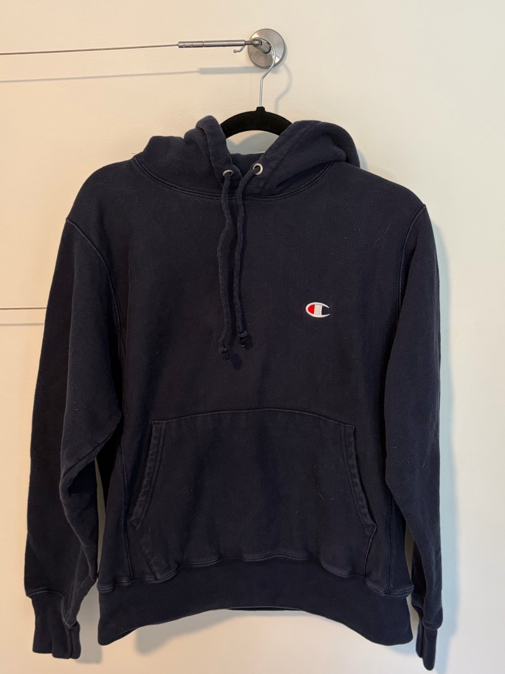 Champion Navy Crewneck Hoodie with Small Logo